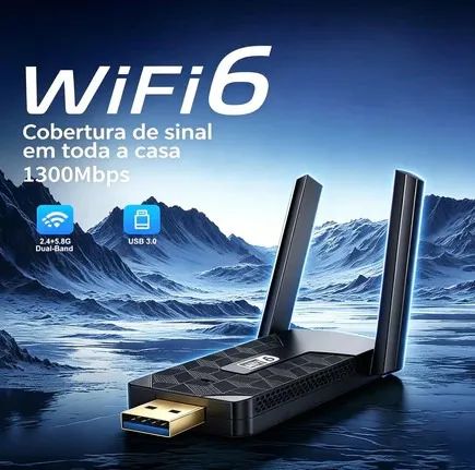 Adaptador Wireless WiFi Mini 2 Antenas Dual Band 1300Mbps 5.8GHz/2.4GHz Sem Fio z1562 - Foto 5