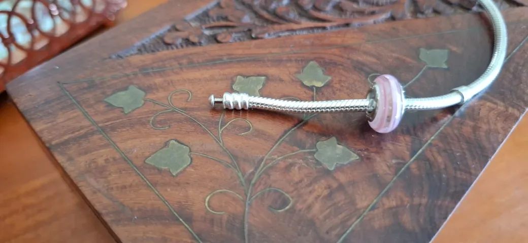 Charm em Murano - Rosa Cristal / Compatível Pandora   - Foto 3