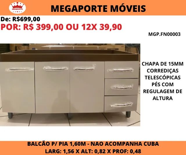 Balcão de Pia 1,60 FN - Foto 2