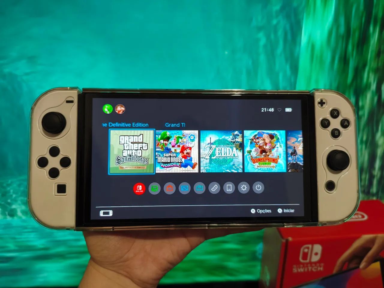 Nintendo Switch OLED Desbloqueado 64GB + MicroSD 256GB - Foto 5