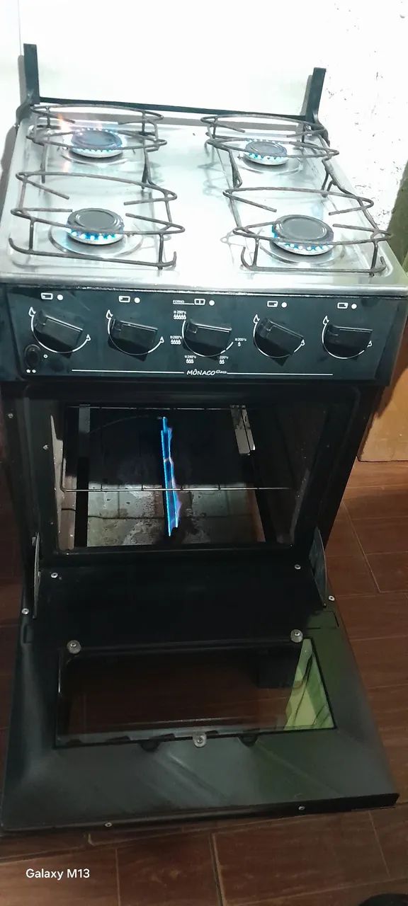 Fogão  4 bocas, Atlas, preto, elétrico. Todo revisado - Foto 6