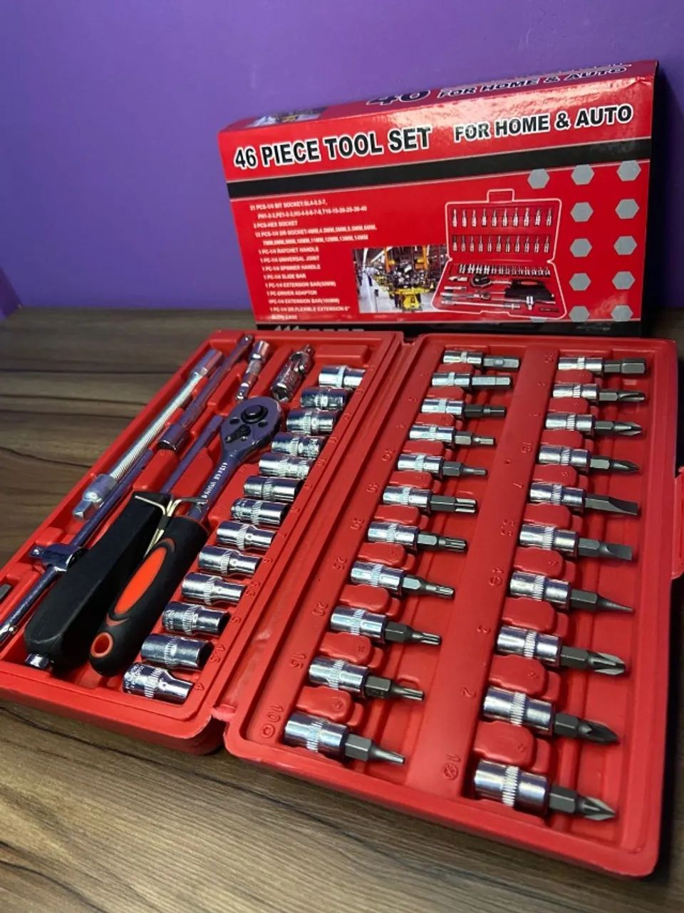 Kit Maleta Catraca e Bits 46 Peças Red Piece Tool Set
