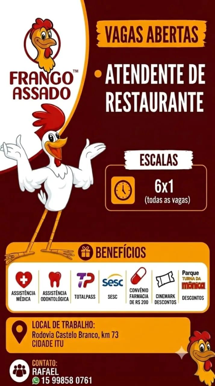 Vagas de emprego Frango Assado ITU
