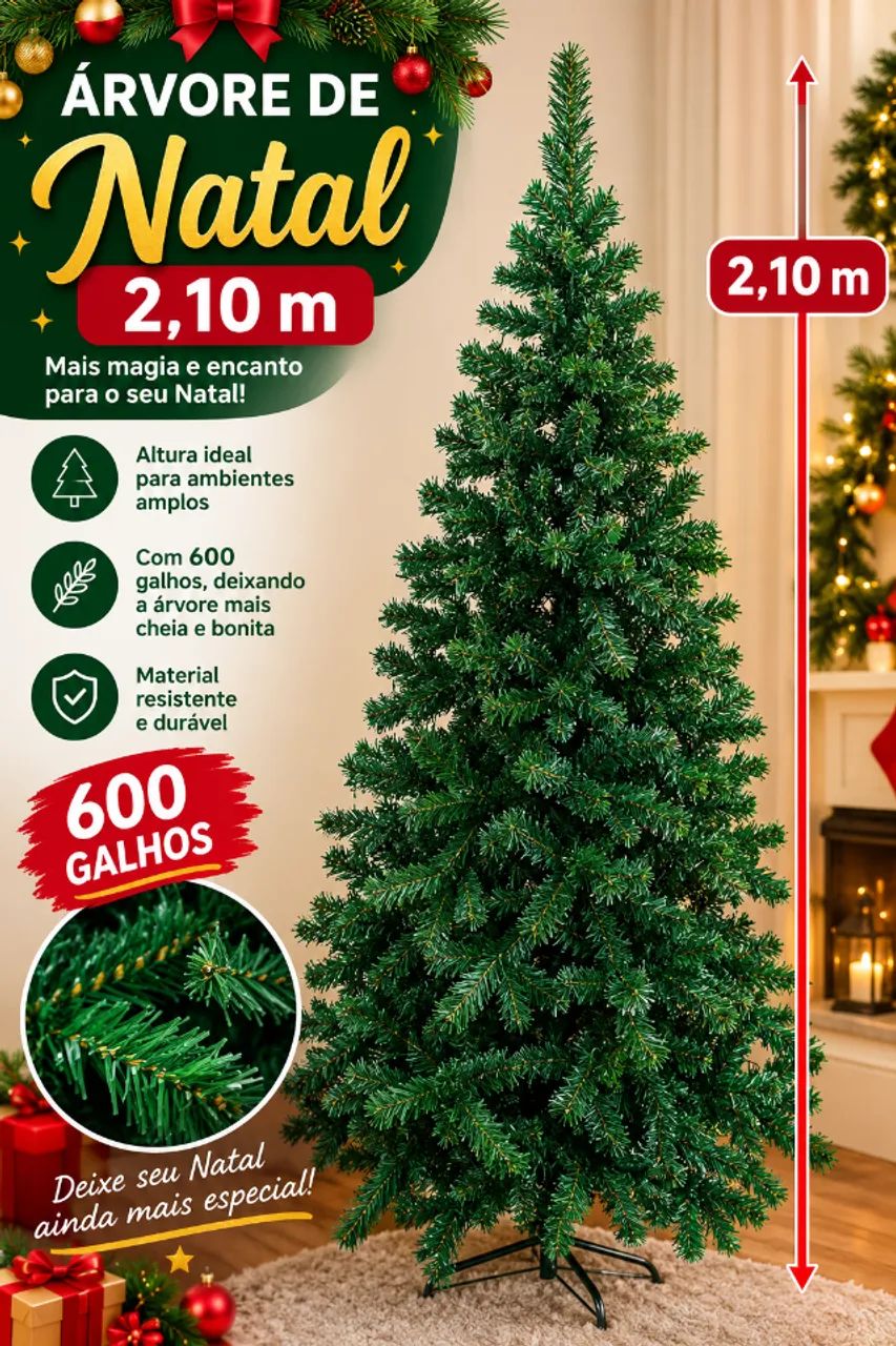 Árvore de Natal Tradicional 2,10m
