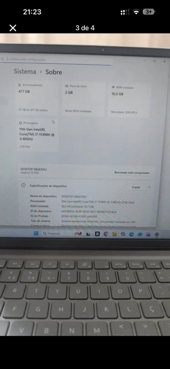 NOTEBOOK DELL INSPIRON 15 5510 - INTEL CORE i7 - Foto 3