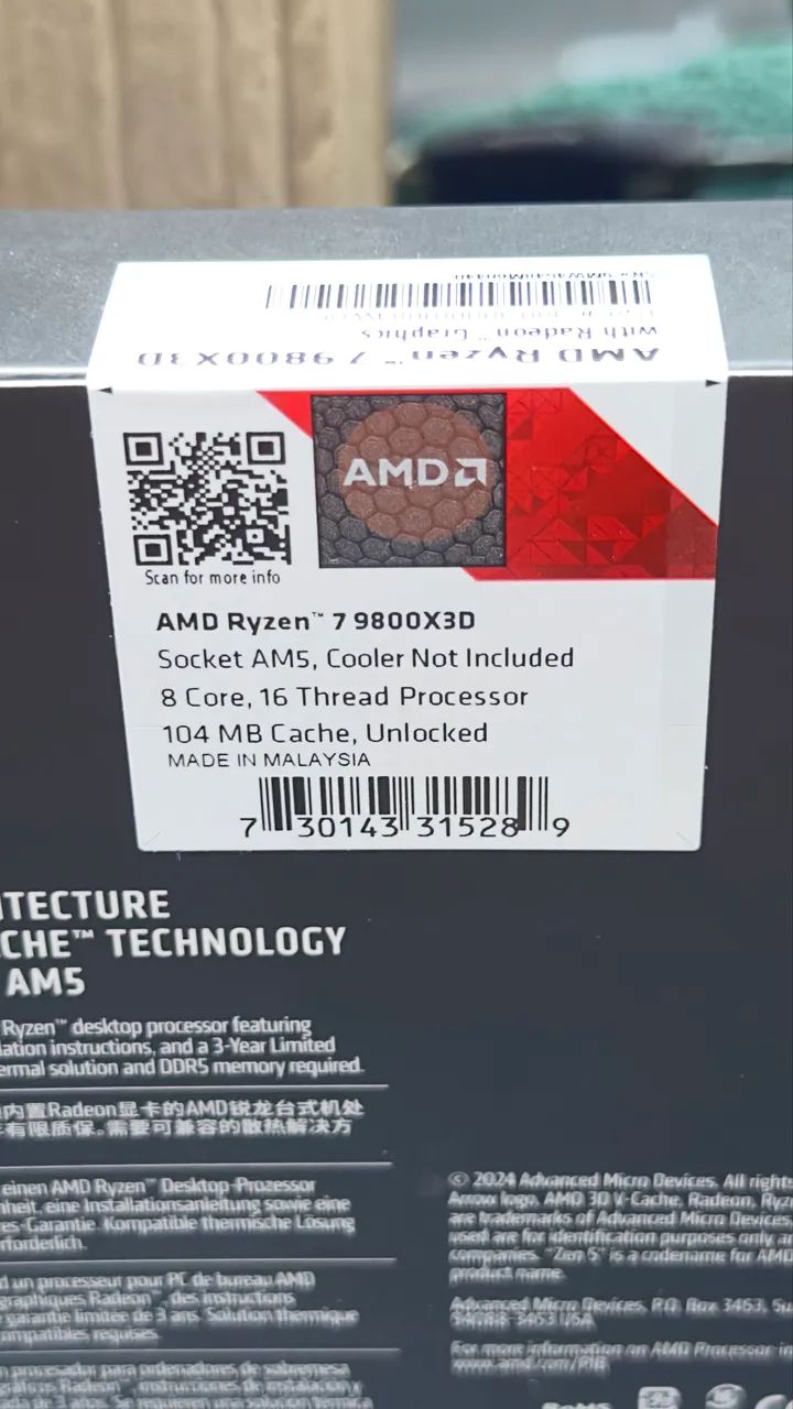 PROCESSADOR AMD RYZEN 7 9800x3D - Foto 3