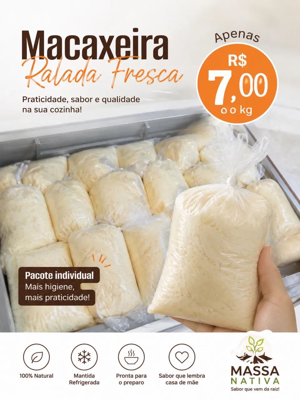 Massa de macaxeira para culinária