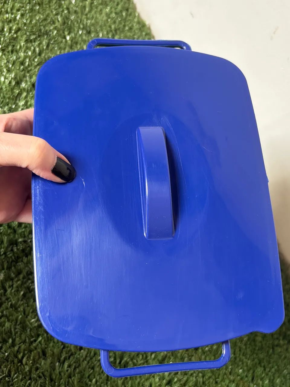 Pote Usado Vazio Retangular Azul para Comida - Foto 3