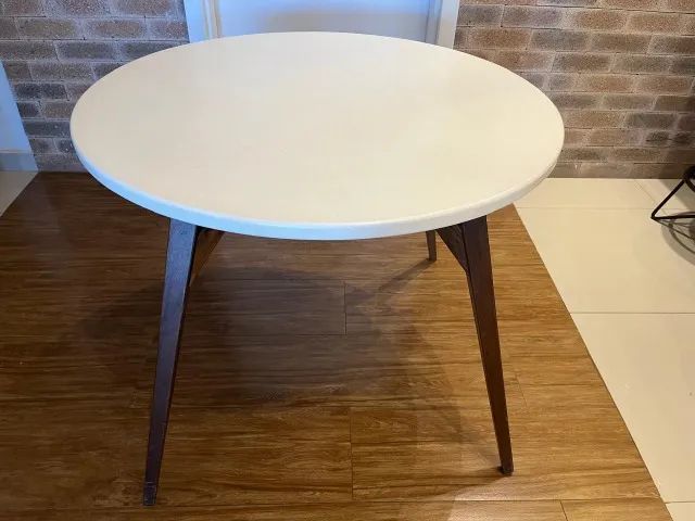 Mesa Jantar Redonda Eames Luxo Laca Branca e Madeira 1,20m - Foto 3