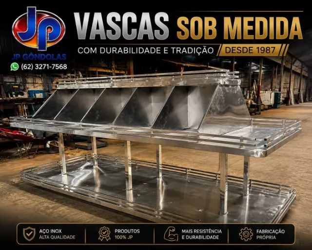 Banca expositor vasca hortifruti em inox e aço + mdf - Foto 3