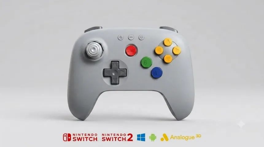 Controle 8bitdo N64 Bluetooth Sem Fio Switch 2 Pc Android - Foto 3