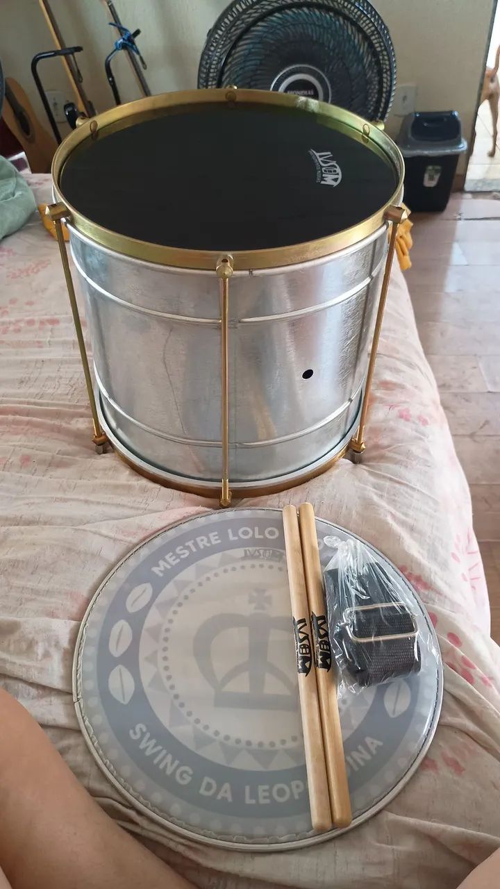 Kit Repinique 12" polegadas profissional Galvanizado + baquetas + talabarte na promoção  - Foto 4