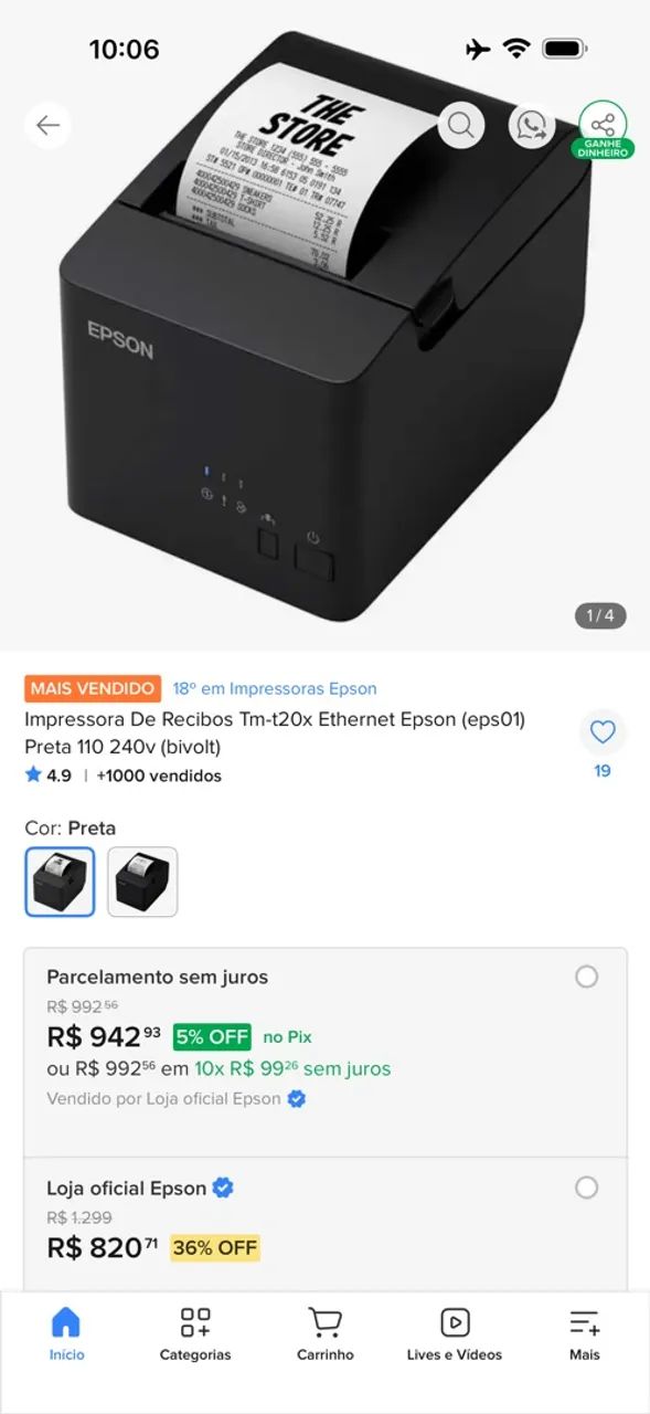 Impressora de recibos 