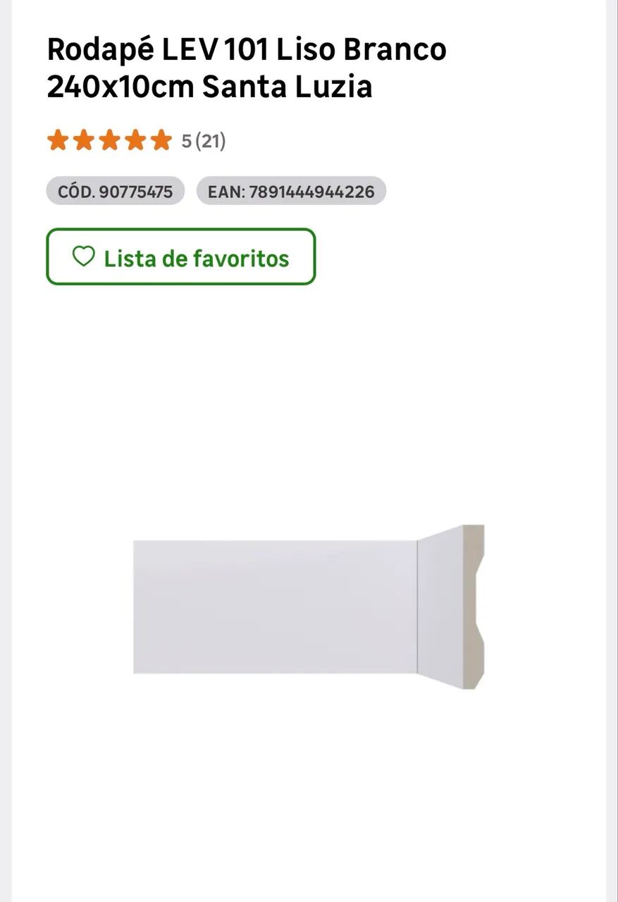 Santa Luzia Smooth White Baseboard - 10 cm