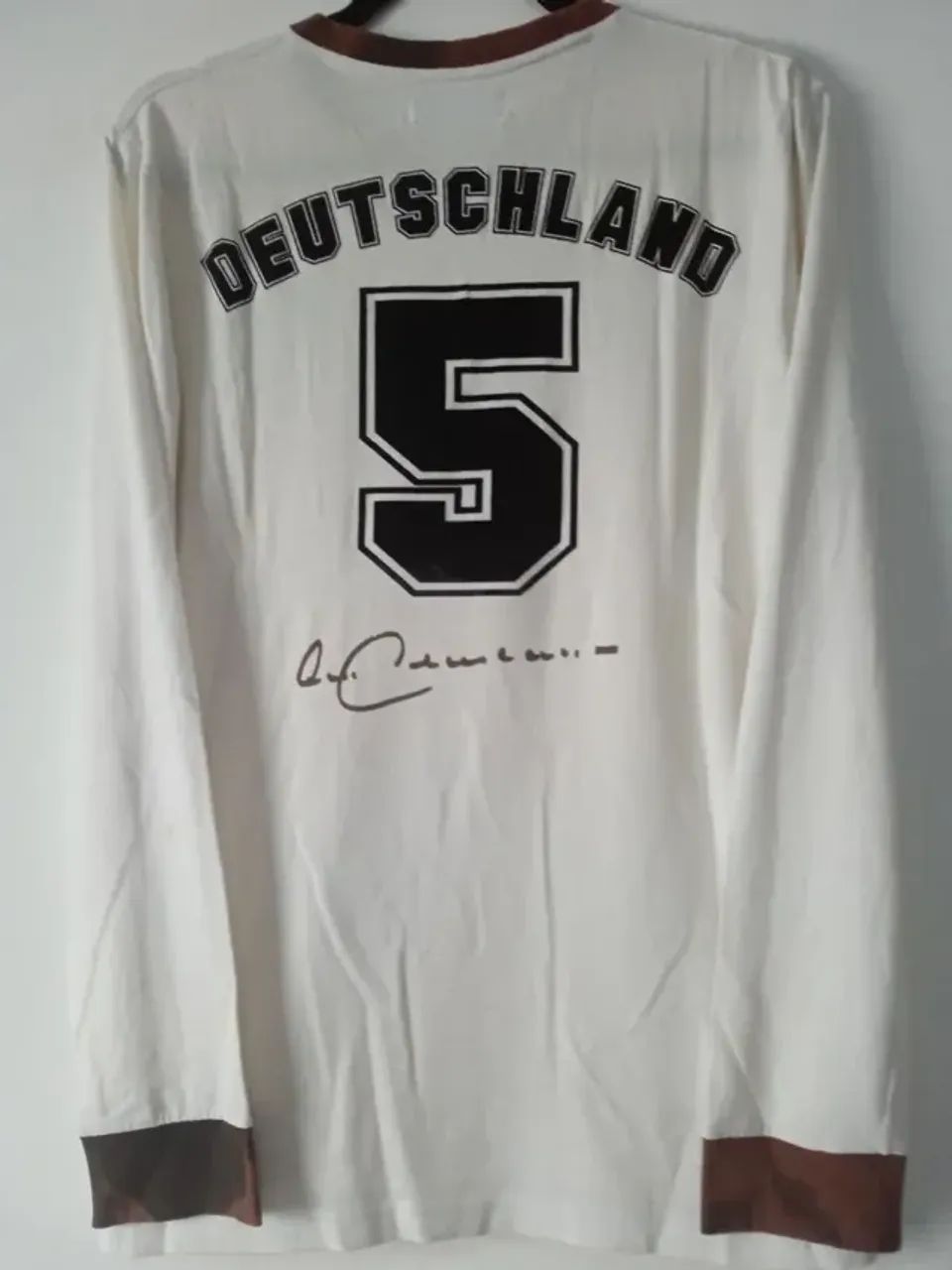 Camisa Alemanha Copa Mundo 1974 Adidas #5 Beckenbauer Autografada Certificada