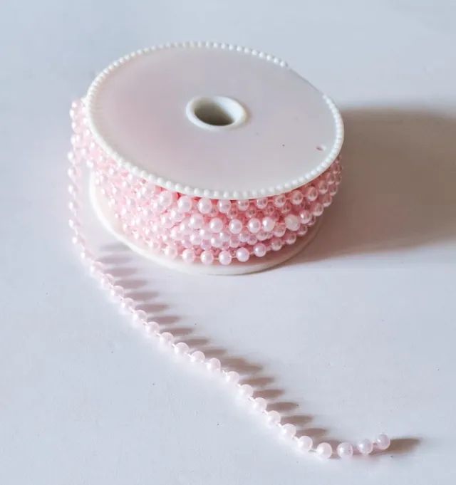fio de aljofre pérola bolinha rosa bebê 8mts