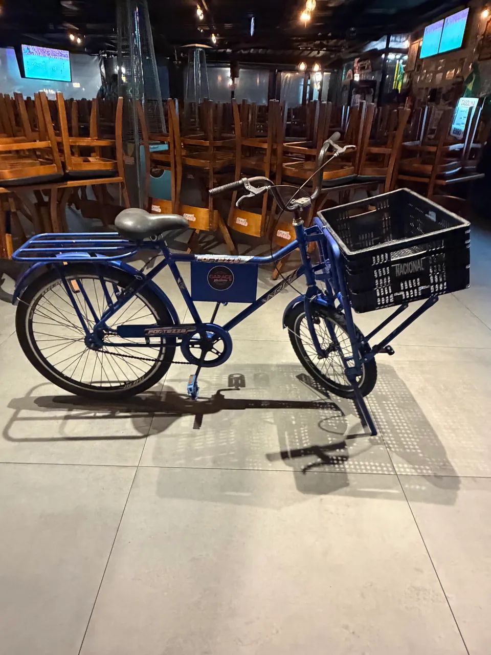  Bicicleta de Carga Fortezza com Cestão Frontal e Bagageiro Reforçado