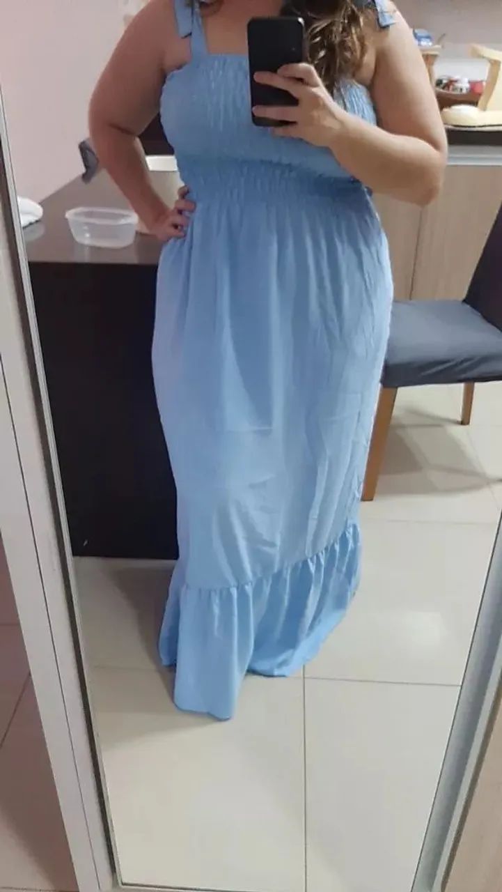 Vestido longo azul bebê - Foto 2
