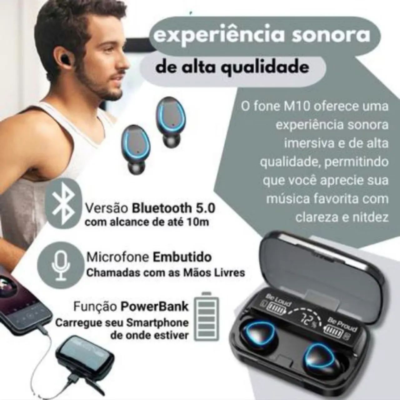 Fone Sem Fio M10 - Foto 3