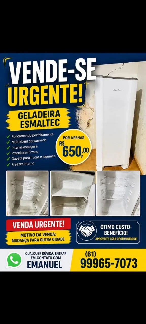 Geladeira esmaltec 245 semi nova 