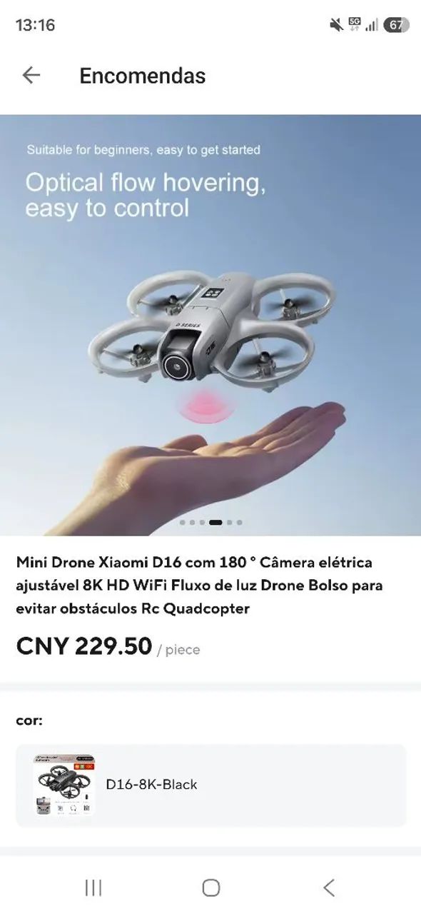 Mini Drone Xiaomi D16 com 180 . Câmera elétrica ajustável  HD WiFi - Foto 2