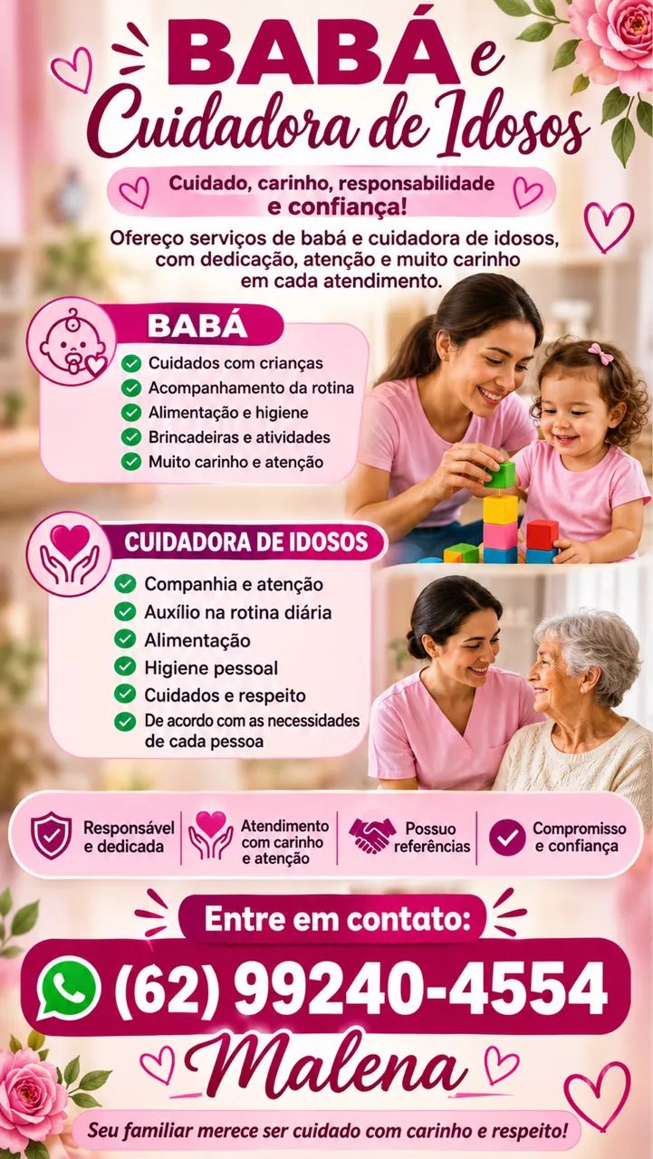 Cuidadora de idoso e babá 