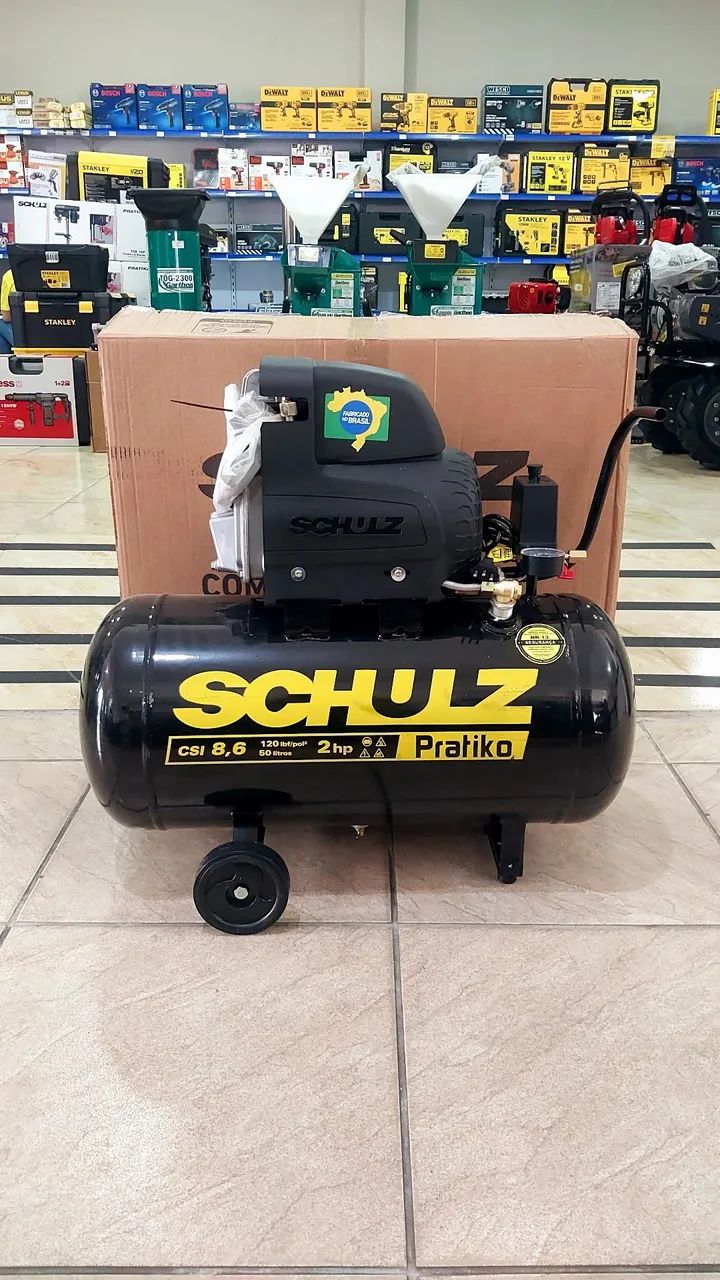 Compressor de ar 50L 2.0hp 8.7pcm Schulz (Loja/Novo)
