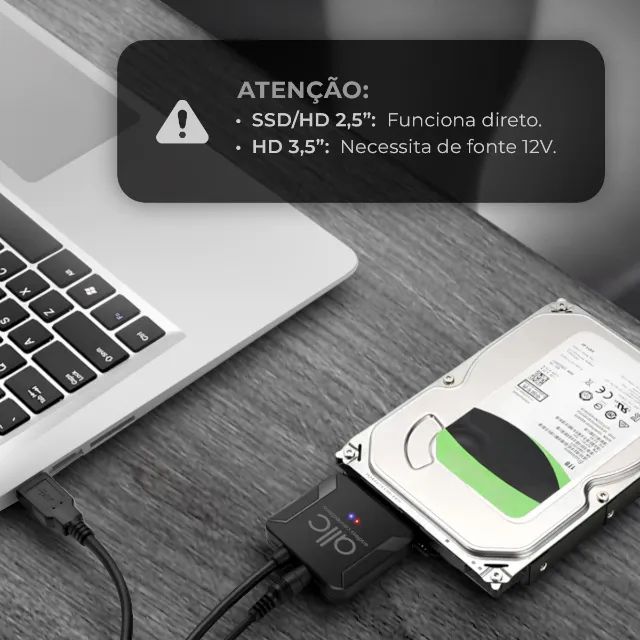 Cabo Adaptador SATA USB 3.0 para HD e SSD 2.5" e 3.5" e Leitor CD/DVD + Fonte 12V - Foto 4