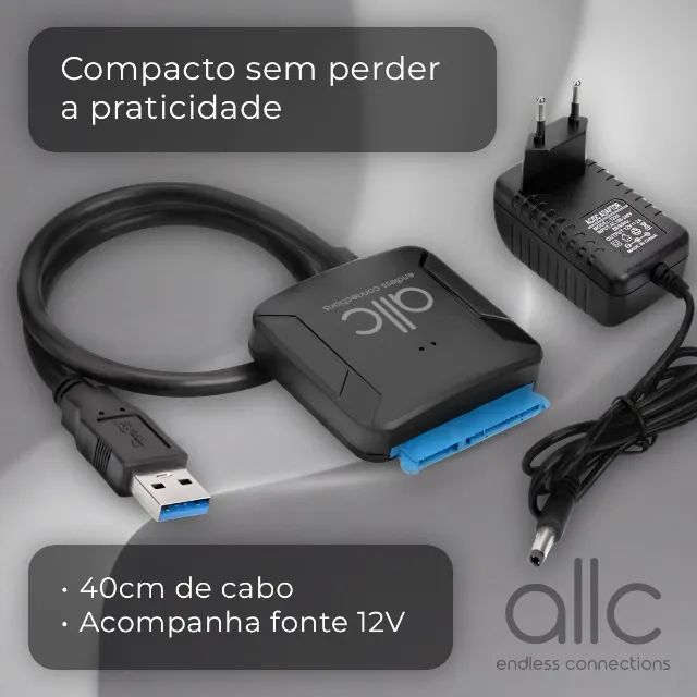 Cabo Adaptador SATA USB 3.0 para HD e SSD 2.5" e 3.5" e Leitor CD/DVD + Fonte 12V - Foto 5