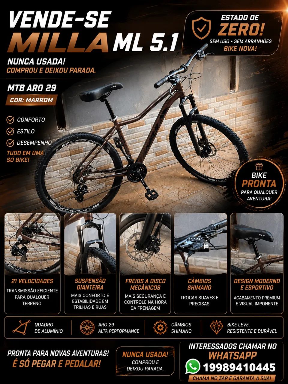 BIKE MILLA ML 5.1 ARO 29 | SEM USO!