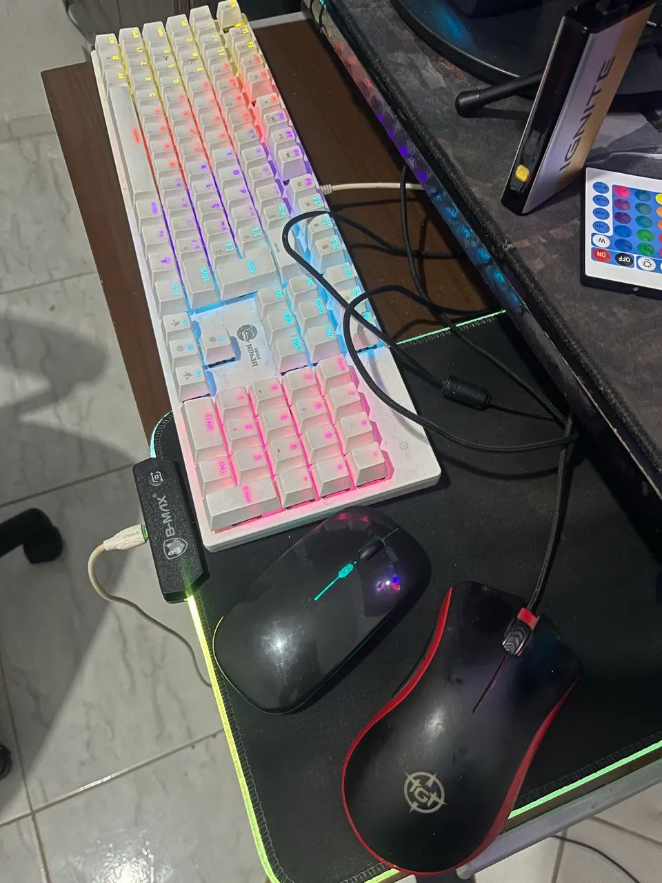 kit teclado mecânico e 2 mouse