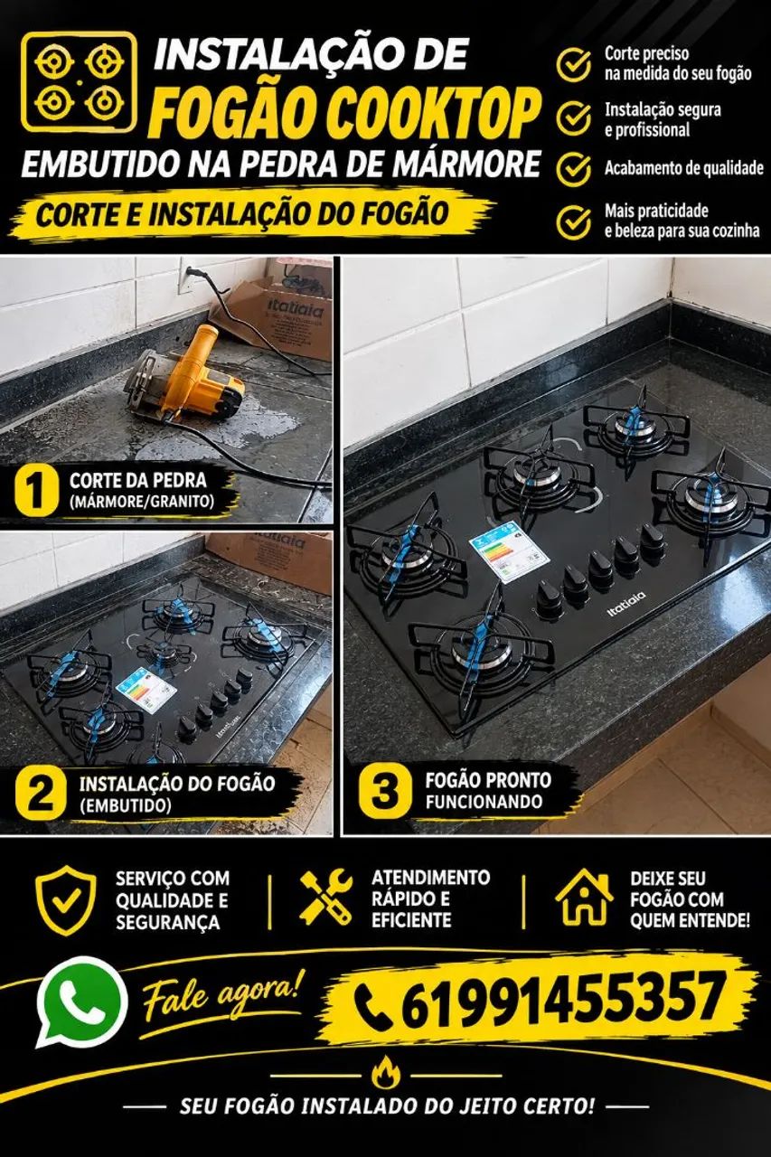 Instalação de fogão cooktop.