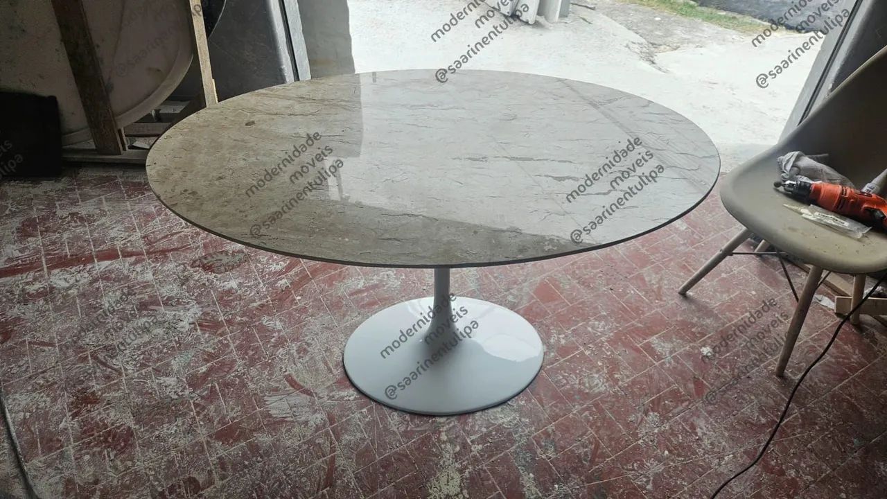 Mesa Base Jantar com tampo 140x080 travertino Bege Bahia - Foto 4