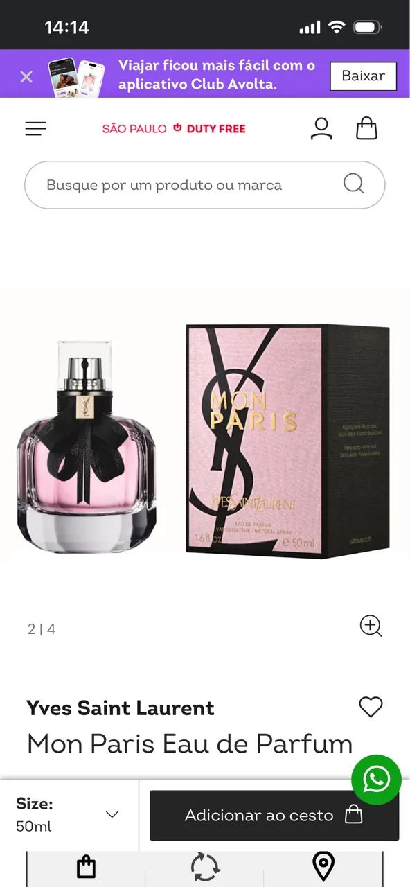 Perfume Mon Paris-eau de parfum 90ml/ Feminino 