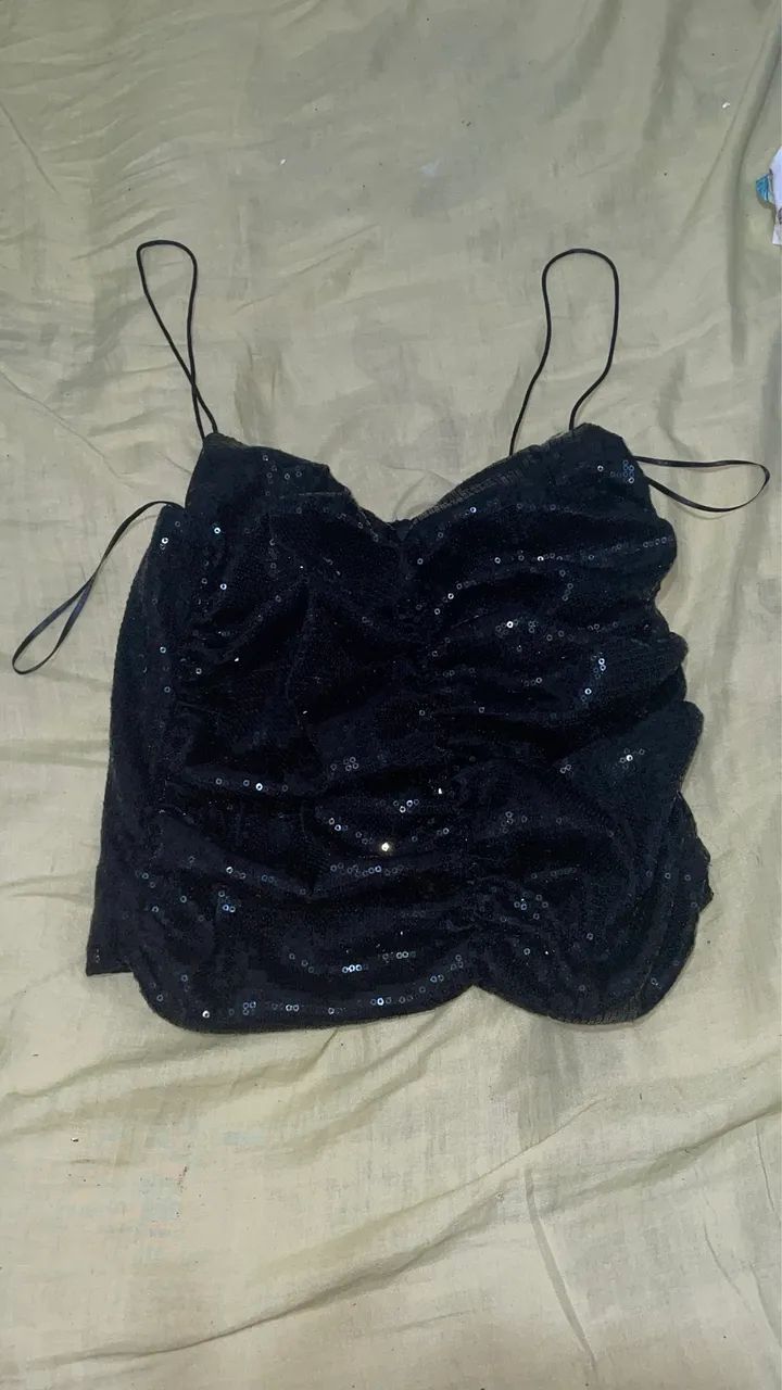 cropped preto de festa