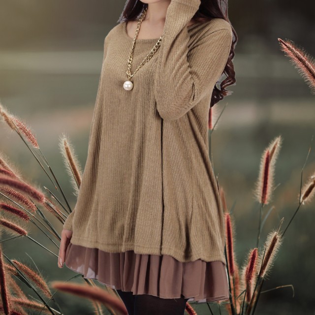 Vestido Delicado Mini de Sobrepor Outono Inverno