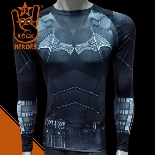 Camisa de Compressão The Batman 2022 Rashgard Manga Longa Slimfit Ts Rock Heroes - Foto 2
