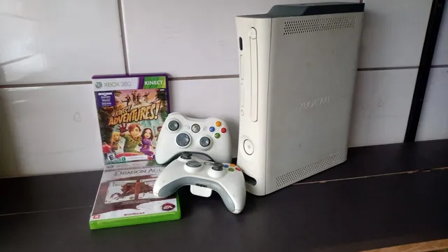 Console Xbox 360 Fat Branco 60Gb Desbloqueio RGH c/ Controle