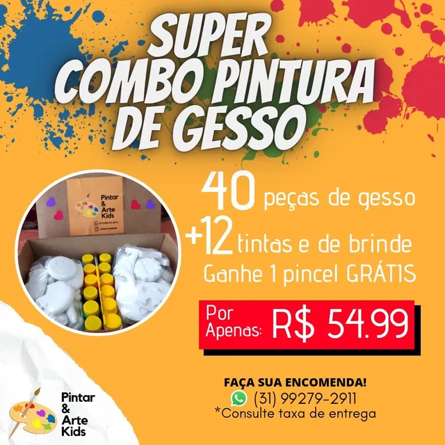 Kit Pintura Infantil Completo Pincel Tinta Desenhos Paletas