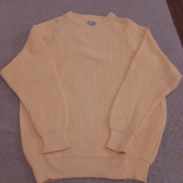 Suéter de tricô de linha, 100% algodão, marca Beneton Italy, vermelho e amarelo, tam. 42. - Foto 4