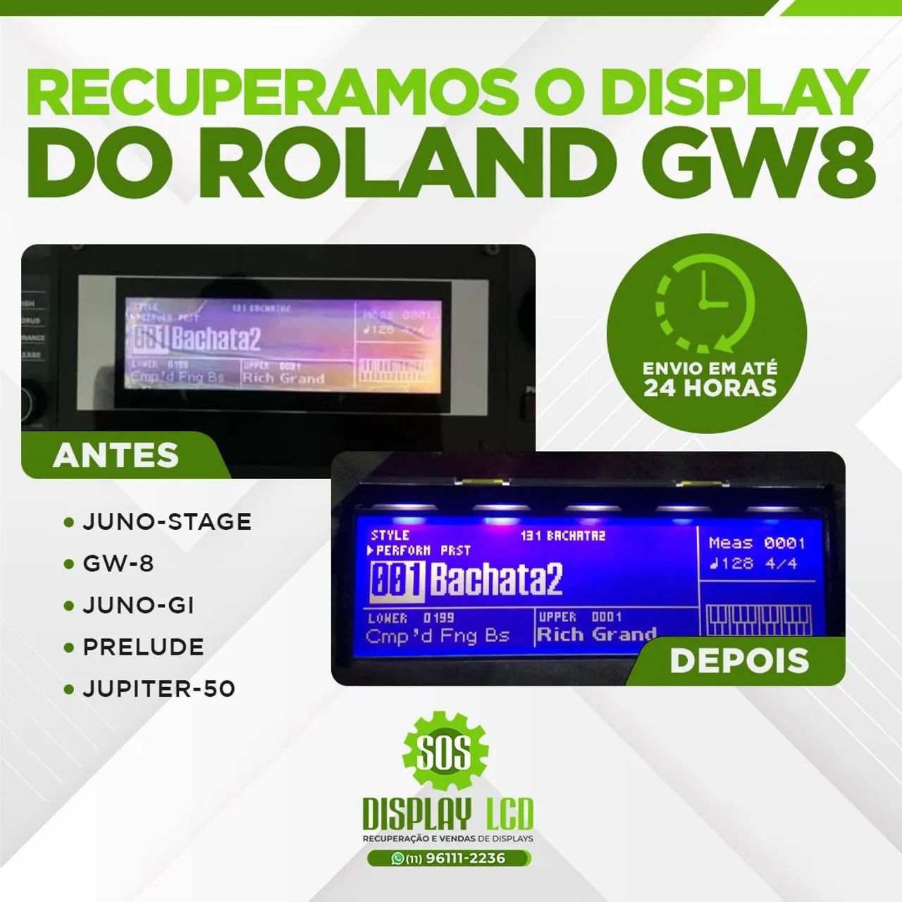 Display LCD Tela Teclado Roland GW8 Juno Stage Juno Gi Prelude Júpiter 50 Recuperação !