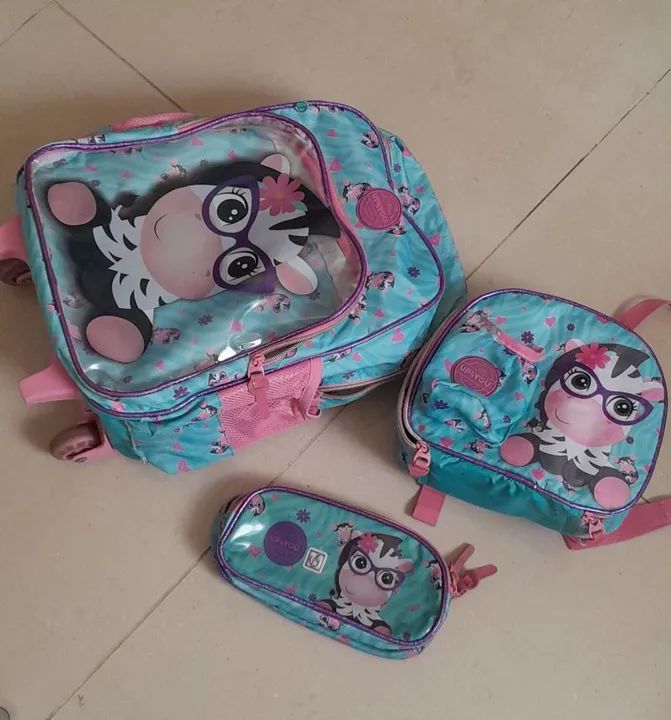 Kit mochila escolar infantil zebra