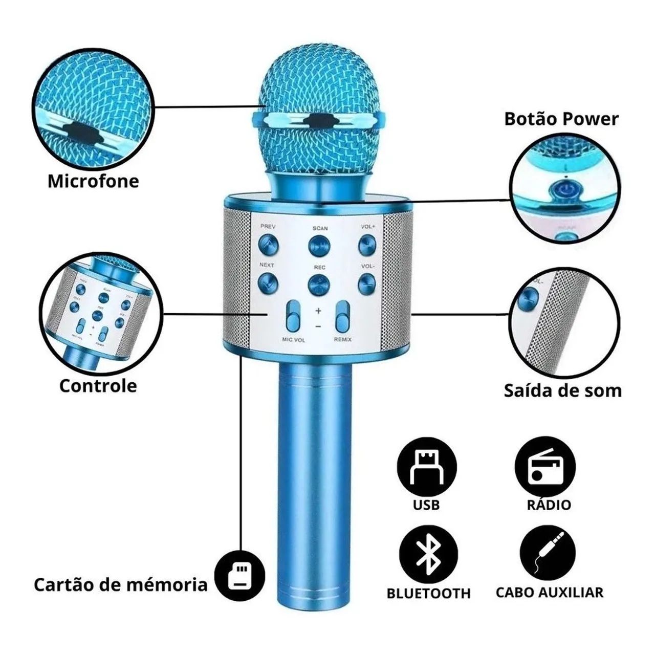 Microfone Condensador Profissional Sem Fio Karaoke YouTube  - Foto 3