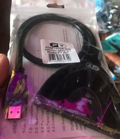cabo divisor hdmi Hub 3x1 switch adaptador 3 entrada Para 1 saida - Foto 2