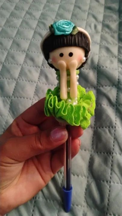 Caneta biscui Artesanal BIC Azul ponta final 64673146414977120