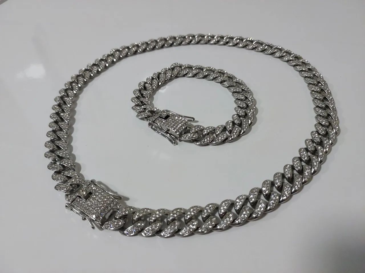 Kit Corrente e Pulseira Cravejado