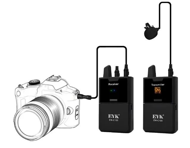 Microfone de Lapela Eyk uhf sem fio DSLR novo