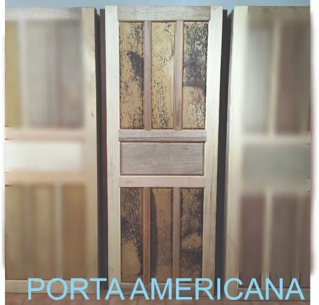 PORTA AMERICANA DE MADEIRA MACIÇA MISTA PARA PINTURA - PEÇA ÚNICA