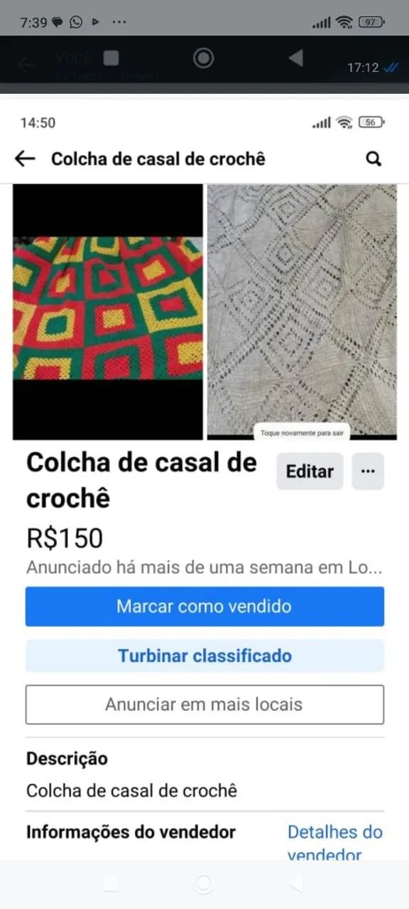 Kit colchas casal crochê 