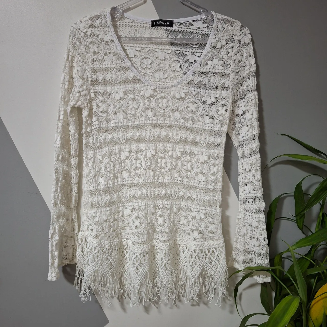 Blusa de Renda Branca Papaya